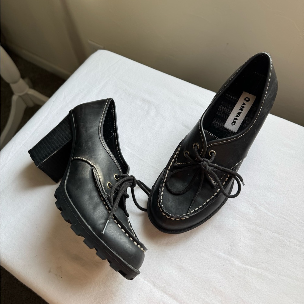 Y2K Airwalk Black Chunky Heeled Oxford Loafers Size 7